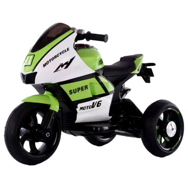 Motocicleta electrica cu 3 roti, 6V, 2 motoare, MP3, Verde